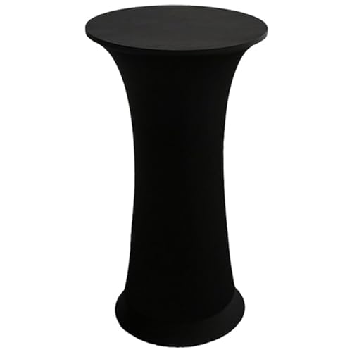 Stehtisch Hussen Stehtische Spandex Stretch Tischdecke, Für Tische Mit Rundem Boden Tische Mit Runder Fußplatte Runder Bistrotisch Stehtisch (Black,60cm-1PC) von AIMENJOY