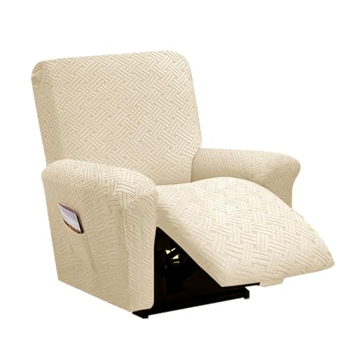 AIMENJOY Stretch Relaxsofa Bezüge Samt Liegestuhlbezug 1/2/3 Sitzer Relaxsofa Schonbezüge mit Seitentasche, Möbelschutz für Wohnzimmer (Beige,1 Sitzer) von AIMENJOY