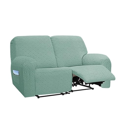 AIMENJOY Stretch Relaxsofa Bezüge Samt Liegestuhlbezug 1/2/3 Sitzer Relaxsofa Schonbezüge mit Seitentasche, Möbelschutz für Wohnzimmer (Light Green,2 Sitzer) von AIMENJOY