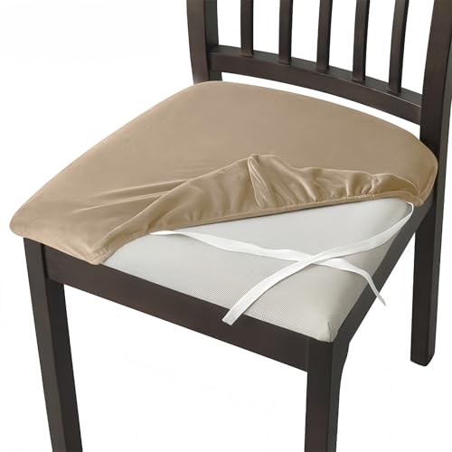 AIMENJOY Stuhlbezug Sitzfläche 2er/4er/6er Set, Stretch Samt Bezug für Stühle Sitzbezüge für Esszimmerstühle Abwaschbar Schonbezug Stuhl Hussen für Esszimmer Küche Hochzeit Garten Büro (Camel,6) AIMENJOY Stuhlbezug Sitzfläche 2er/4er/6er Set, Stretch Samt Bezug für Stühle Sitzbezüge für Esszimmerstühle Abwaschbar Schonbezug Stuhl Hussen für Esszimmer Küche Hochzeit Garten Büro (Camel,6) von AIMENJOY