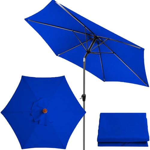 Ersatz-Sonnenschirmdach, 2 m / 2,7 m / 3 m 6 Rippen Sonnenschirm Ersatz Baldachin Abdeckung Outdoor Markt Tisch Schirm Schirm Baldachin Anti-Ultraviolett Regenschirm Ersatz Stoff (3M / 9.8Ft,Blue -2) von AIMENJOY