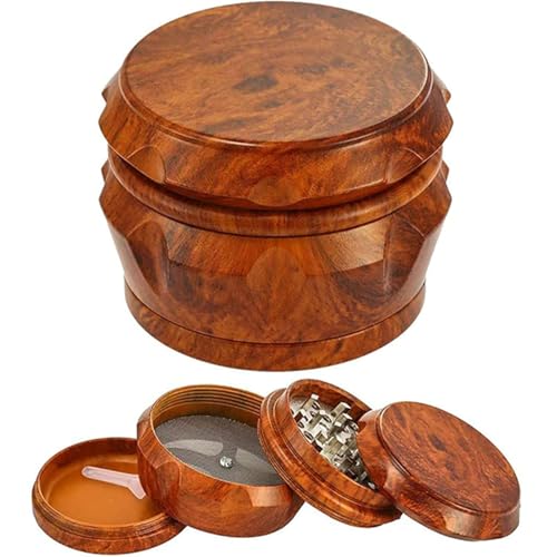 Grinder Pollen Crusher 4-Teilig Mühle mit Scraper, Pollen Grinder Crusher für Spice, Kräuter, Herb (Dark,1.6 X 1.3 inch) von AIMENJOY