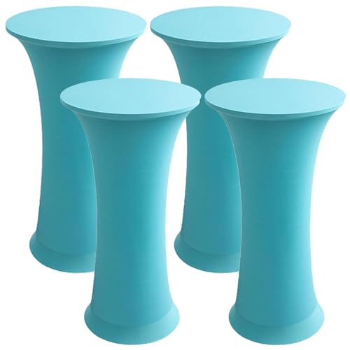 Stehtisch Hussen Stehtische Spandex Stretch Tischdecke, Für Tische Mit Rundem Boden Tische Mit Runder Fußplatte Runder Bistrotisch Stehtisch (Blue,60cm-4PCS) von AIMENJOY