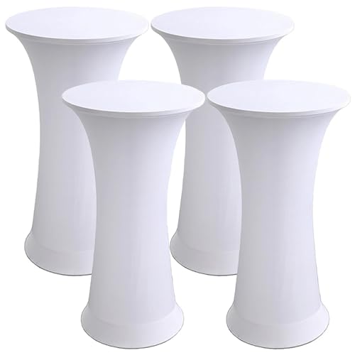 Stehtisch Hussen Stehtische Spandex Stretch Tischdecke, Für Tische Mit Rundem Boden Tische Mit Runder Fußplatte Runder Bistrotisch Stehtisch (White,80cm-4PCS) von AIMENJOY