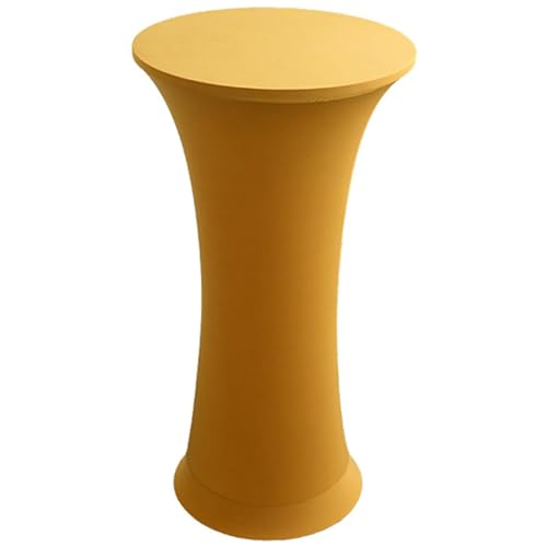 Stehtisch Hussen Stehtische Spandex Stretch Tischdecke, Für Tische Mit Rundem Boden Tische Mit Runder Fußplatte Runder Bistrotisch Stehtisch (Yellow Dark,60cm-1PC) von AIMENJOY