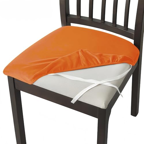 Stuhlbezug Sitzfläche 2er/4er/6er Set, Stretch Samt Bezug für Stühle Sitzbezüge für Esszimmerstühle Abwaschbar Schonbezug Stuhl Hussen für Esszimmer Küche Hochzeit Garten Büro (Light orange,6) Stuhlbezug Sitzfläche 2er/4er/6er Set, Stretch Samt Bezug für Stühle Sitzbezüge für Esszimmerstühle Abwaschbar Schonbezug Stuhl Hussen für Esszimmer Küche Hochzeit Garten Büro (Light orange,6) von AIMENJOY