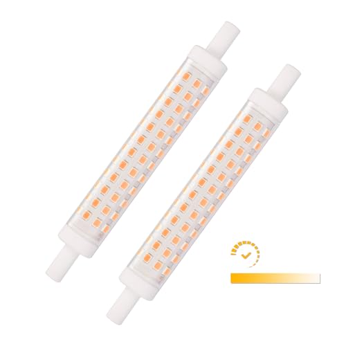 AIMEOKO R7S LED 118mm 10W Dimmbar Warmweiß 2700K 1200 Lumens 80 Watt Halogenstäbe Ersatz für Landschaft, Arbeit, Sicherheit, Bodenlampen, 2 Stück AIMEOKO R7S LED 118mm 10W Dimmbar Warmweiß 2700K 1200 Lumens 80 Watt Halogenstäbe Ersatz für Landschaft, Arbeit, Sicherheit, Bodenlampen, 2 Stück von AIMEOKO