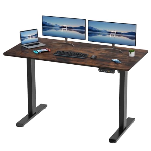 AIMEZO Schreibtisch Höhenverstellbar Elektrisch, 120x60 cm Höhenverstellbarer Computertisch Steh Schreibtisch mit Memory-Funktion, Braun/Schwarz von AIMEZO