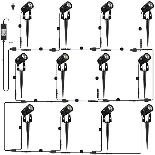 AIMHEIM 12er-Set Gartenstrahler LED Warmweiß, 3W Gartenleuchte Garten Beleuchtung mit Stecker, Schwenkbar Außen-Strahler Aussenbeleuchtung Erdspieß IP65 Wasserdicht für Baum, Pflanzen, Teich von AIMHEIM