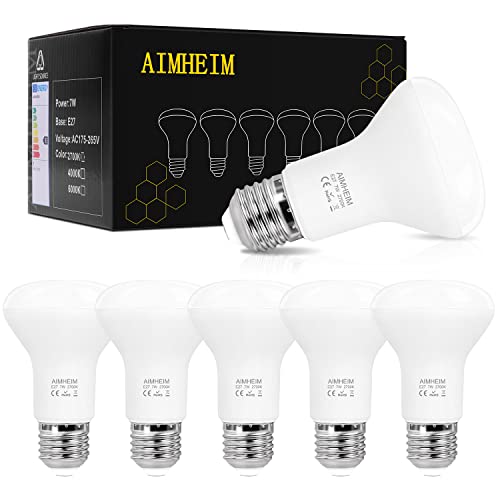 AIMHEIM R63 E27 LED Reflektor Leuchtmittel Warmweiß 2700K, 7W E27 LED Lampen Ersatz Halogen 60W, 820LM 120° Abstrahlwinkel, LED R63 Reflektorlampen Nicht Dimmbar,6 Stück von AIMHEIM