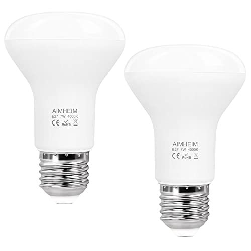 AIMHEIM LED E27 R63 Reflektor Lampen Neutralweiß 4000K, 7W E27 LED Birnen Ersatz Halogenlampen 60W, 820LM 120° Abstrahlwinkel, LED R63 Reflektorlampen Nicht Dimmbar,2 Stück von AIMHEIM