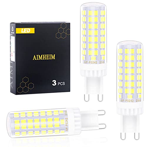 AIMHEIM Lampen LED G9 Dimmbar, LED Leuchtmittel G9 Kaltweiß 6000K 7W Entspricht 70W Halogenlampe, LED Glühbirne G9 770 Lumen, Kein Flackern, Enegiesparende G9 LED Birne, 3er Set von AIMHEIM