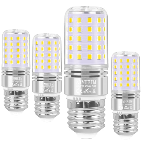 AIMHEIM LED Lampen E27 Neutralweiß Dimmbar 8W Ersetzt 80W, Birne e27 Maiskolben Lampen 4000K, LED Leuchtmittel Kein Flackern, Energiesparlampe LED, 4 Stück von AIMHEIM