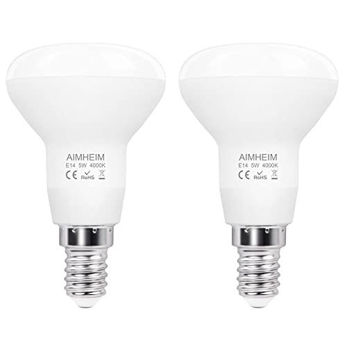 AIMHEIM R50 E14 LED Reflektor Lampen Neutralweiß 4000K 5W Ersatz 40W Reflektorlampe, 550 Lumen E14 LED Birnen Reflektor R50 E14 LED Strahler Nicht Dimmbar, 120° Abstrahlwinkel, 2 Stück von AIMHEIM