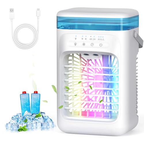 AIMIUVEI Tragbare Mini-Klimaanlage, 5-in-1-Luftkühler, 1000 m Tankventilator, 3 Geschwindigkeiten, 2 Nebelstufen, 2-4 Stunden Timing, 7 LED-Ventilatoren für Schlafzimmer, Büro AIMIUVEI Tragbare Mini-Klimaanlage, 5-in-1-Luftkühler, 1000 m Tankventilator, 3 Geschwindigkeiten, 2 Nebelstufen, 2-4 Stunden Timing, 7 LED-Ventilatoren für Schlafzimmer, Büro von AIMIUVEI