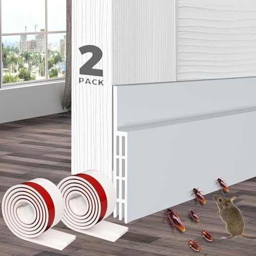 AIMIXUN 2 Stücke Türdichtung Zugluftstopper Für Türen, Türdichtung Selbstklebend & Tür Zugluftstopper, Schalldichter Türschutz Für Türen, Zugluftstopper Haustür, Türdichtung Unten 5cm * 100cm (Weiß) von AIMIXUN