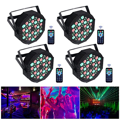 4PCS LED Par Strahler 36 LED 72W Discolicht Partylicht RGB DMX512 mit Fernbedienung, Bühnenlicht 7 Lichtmodi DJ licht für Party Bar Stage Feste Show von AIMKAP