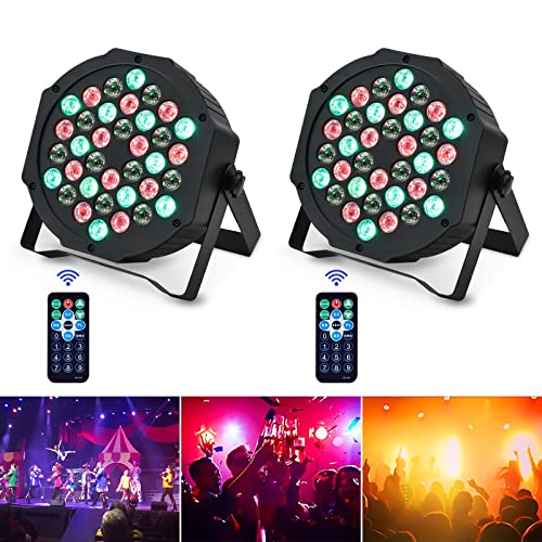 2PCS LED Par Strahler 36 LED 72W Discolicht Partylicht RGB DMX512 mit Fernbedienung, Bühnenlicht 7 Lichtmodi DJ licht für Party Bar Stage Feste Show von AIMKAP