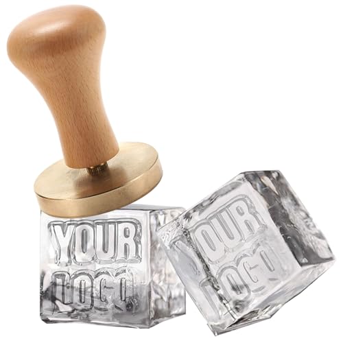 Custom Ice Cube Stamp with Wooden Handle for Cocktail Whiskey Mojito Bar Drinks DIY Crafts (5.08cm) von AIMOADO