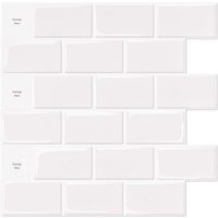 10er-Pack selbstklebende weiße Subway-Fliesen, selbstklebende Küchen- und Badezimmerrückwand, 3D-Ziegel-Vinyl-Klebepapier, 30 x 30 cm, AIMOONSA von AIMOONSA