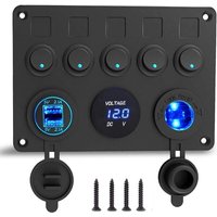 12-V-Marine-Schalttafel, 4,2-A-USB-Ladeanschluss + Zigarettenanzünderbuchse + Voltmeteranzeige, IP65 wasserdichte Wippschalter AIMOONSA von AIMOONSA