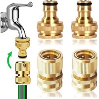 2 Paar 2-in-1-Gartenschläuche, 1/2 Zoll und 3/4 Zoll, 2-in-1-Schnellverbinder aus Messing, Gartenschlauch-Endstück, Schnellverbinder-Verbindungsset von AIMOONSA
