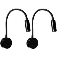 2 Stück schwarze 3-W-Wandleselampe, flexibel verstellbare Hals-Wandleuchte aus Aluminium, Schreibtischlampe für die Augenpflege, LED-Nachttischlampe von AIMOONSA