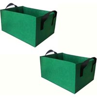 2er-Pack Pflanzsäcke aus dickem Vliesstoff – rechteckige Pflanztöpfe mit Griffen für Gemüse, Obst und Blumen (Grün 2,40 x 30 x 20 cm) von AIMOONSA