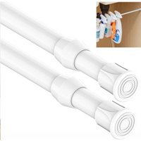 2er Set Ausziehbare Gardinenstange Ohne Bohren Ausziehbare Gardinenstangen für Türen und Fenster Küche Bad Schlafzimmer (40-70cm, Weiß) von AIMOONSA