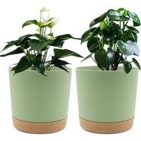 2er-Set Blumentöpfe 16,5 cm, Blumentöpfe für den Innenbereich mit Abflusslöchern und abnehmbarem Boden, moderner dekorativer Untersetzer für von AIMOONSA
