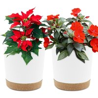 2er-Set Blumentöpfe 16,5 cm, Blumentöpfe für den Innenbereich mit Abflusslöchern und abnehmbarem Boden, moderner dekorativer Untersetzer für von AIMOONSA