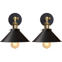 2er-Set Industrielle Wandleuchte, Deckenlampe im Edison-Stil, Metall, Retro-Deckenleuchte mit 180-Grad-Drehung – 220 mm, Schwarz (ohne Leuchtmittel) von AIMOONSA