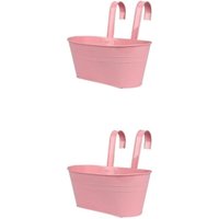 2er-Set Mehrzweck-Blumentopf zum Aufhängen in verschiedenen Regenbogenfarben, abnehmbare Balkon-Pflanzgefäße aus Eisen, rosa Hängegeländer, rosa, von AIMOONSA