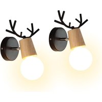 2er Set Moderne Kreative Wandlampen im Hirschgeweih-Design, Innenwandleuchte aus Holz und Metall, Art-Deco-Wandlampe für Schlafzimmer, Wohnzimmer, von AIMOONSA