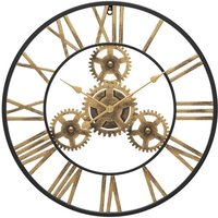 50 cm schwarze industrielle Wanduhr aus Holz im Vintage-Stil mit römischen Ziffern für Wohnzimmer, Bar, Büro 50 cm schwarze industrielle Wanduhr aus Holz im Vintage-Stil mit römischen Ziffern für Wohnzimmer, Bar, Büro von AIMOONSA