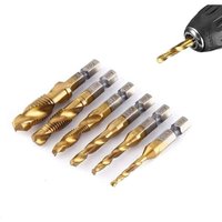 6 teile/satz M3 M10 Titan Beschichtet HSS Bohrer Bits und Gewindeschneid Bits 1/4 Metrisches Gewinde Sechskantschaft von AIMOONSA