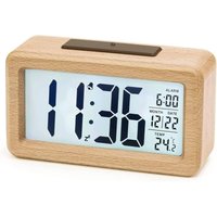Digitaler Wecker aus Holz, LCD-Wecker, nicht tickende Digitaluhr mit Datumsanzeige, Temperatur, Schlummerfunktion, batteriebetriebene Digitaluhr Digitaler Wecker aus Holz, LCD-Wecker, nicht tickende Digitaluhr mit Datumsanzeige, Temperatur, Schlummerfunktion, batteriebetriebene Digitaluhr von AIMOONSA