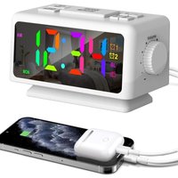 Digitaler Wecker fürs Schlafzimmer, bunte dynamische RGB-Nachtlichter, mehrfarbige Ziffernanzeige, dimmbar, USB-Ladegerät, FM-Radiowecker für Digitaler Wecker fürs Schlafzimmer, bunte dynamische RGB-Nachtlichter, mehrfarbige Ziffernanzeige, dimmbar, USB-Ladegerät, FM-Radiowecker für von AIMOONSA