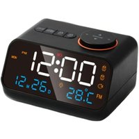 Digitaler Wecker mit FM-Radio, LCD-Display, Thermometer und Hygrometer (11,3 x 8,6 x 7,1 cm) von AIMOONSA