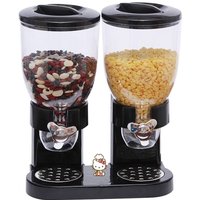 Doppelter Müslispender, Duo-Müslispender, Cornflakes-Spender – Müslibehälter – mit 2 Behältern – Frühstück – Küchenutensilien (Schwarz) von AIMOONSA