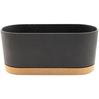 Einteiliger Pflanzkübel mit Drainagelöchern und Untersetzer, für den Innen- und Außenbereich geeignet, moderner Stil, Hellgrau, 40 x 17,8 cm von AIMOONSA
