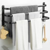 Handtuchhalter zur Wandmontage, Handtuchhalter fürs Badezimmer, mattschwarzer selbstklebender Handtuchhalter, nicht perforierter Handtuchhalter aus von AIMOONSA