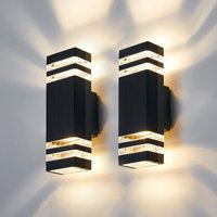 LED Außenwandleuchte 2er Set - Moderne Außenbeleuchtung, wasserdichte Außenwandleuchte Lampe, 3000K Up Down Außenwandbeleuchtung, Schwarz LED Außenwandleuchte 2er Set - Moderne Außenbeleuchtung, wasserdichte Außenwandleuchte Lampe, 3000K Up Down Außenwandbeleuchtung, Schwarz von AIMOONSA