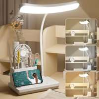 LED-Schreibtischlampe: 3 Farben dimmbare Schreibtischlampe für Kinder, USB-Leselicht mit Stifthalter, 360°-Schwanenhals-Nachttischlampe zum Lesen, von AIMOONSA