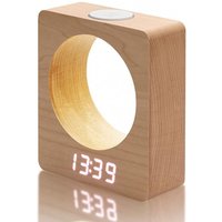 Leiser digitaler Wecker aus Holz mit Licht, 3 Wecker für das Bett, Stromversorgung über Wechselstrom, vier Dimmstufen, LED mit Temperatur- und von AIMOONSA
