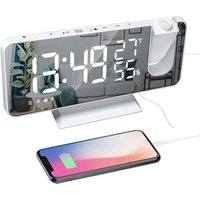 Projektionswecker fürs Schlafzimmer, 7,4 Zoll großes LED-Spiegeldisplay und 4 Dimmer, Radiowecker mit USB-Aufladung, 180° drehbar, 2 Töne Projektionswecker fürs Schlafzimmer, 7,4 Zoll großes LED-Spiegeldisplay und 4 Dimmer, Radiowecker mit USB-Aufladung, 180° drehbar, 2 Töne von AIMOONSA