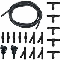 Scheibenwaschschlauch, Scheibenwischerschlauch-Set, 5 m Scheibenwaschwasserschlauch, mit 15-teiligem Schlauchanschluss + 2-teiliger Düse Scheibenwaschschlauch, Scheibenwischerschlauch-Set, 5 m Scheibenwaschwasserschlauch, mit 15-teiligem Schlauchanschluss + 2-teiliger Düse von AIMOONSA