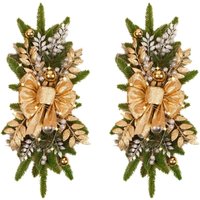 Set aus 2 künstlichen Weihnachtsgirlanden in Form eines Wassertropfens, 61 cm (24 Zoll), kabellos, zum Dekorieren eines Treppenhauses oder Gartens von AIMOONSA