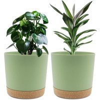 Set mit 2 Blumentöpfen (20,3 cm), Blumentöpfe für den Innenbereich mit Abflusslöchern und abnehmbarem Boden, moderner dekorativer Untersetzer für von AIMOONSA