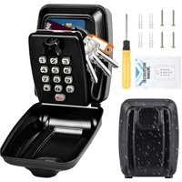 Sicherer Schlüsselkasten für den Außenbereich, großer Schlüsselkasten mit 12-stelligem Code, wasserdichter Schlüsselkasten aus Metall, schwarzer von AIMOONSA